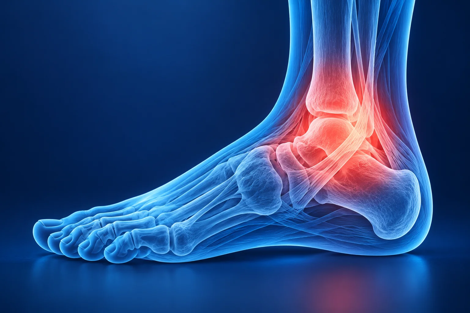 Anatomical illustration highlighting the ankle joint